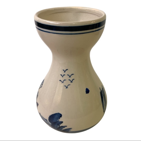 Vintage Delft Blue Windmill Ceramic Bud Vase - Picture 2 of 7